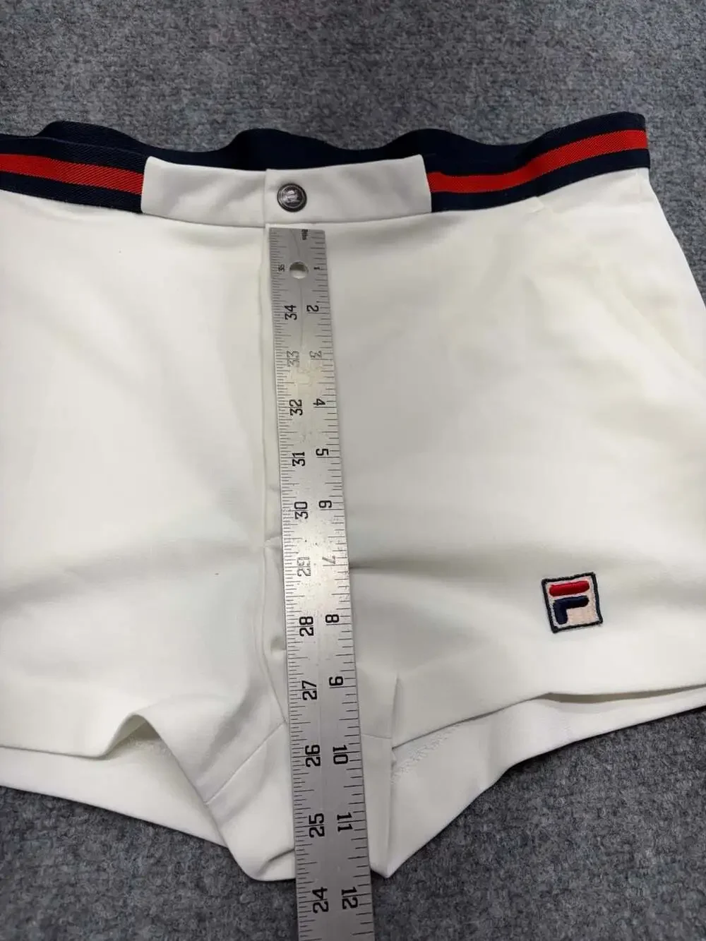 Fila Vintage Bjorn Borg Style Tennis Shorts White-Blk-Red-size 40-made in Italy